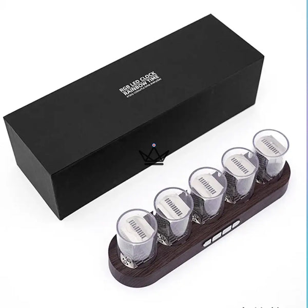 RGB Nixie-style clear tube clock, oval base - CHROMA