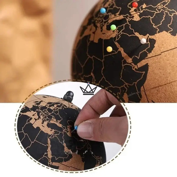 Globe terrestre en liège à punaiser sur pied métal, mappemonde 14,5 cm — PÉRIPLE – 9/9