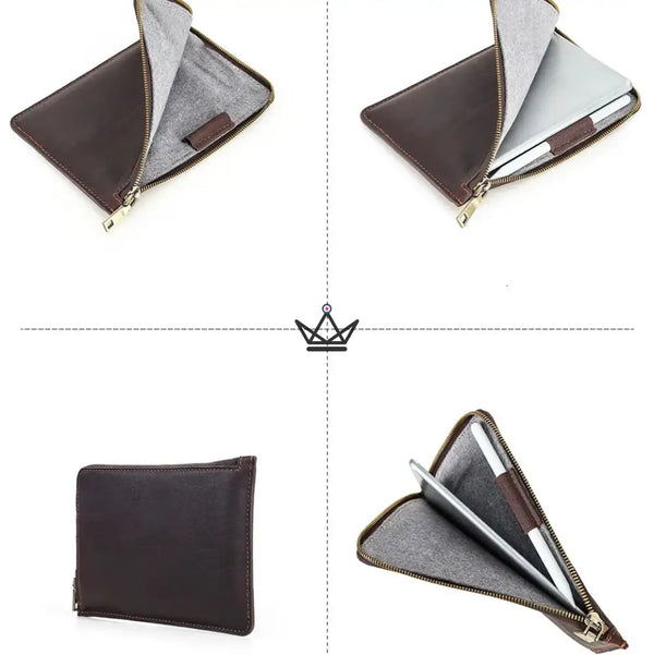 Pochette zippée iPad mini en cuir personnalisable à dragonne — Voyageur OPUS – 10/11