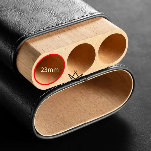 Étui à cigares Mirlos Wood — cuir & cèdre espagnol, 2 ou 3 cigares, coupe-cigare inclus – 2/20