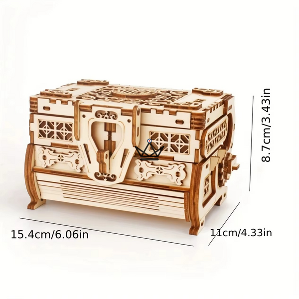 3D wooden secret treasure chest puzzle with legs - ARCANE