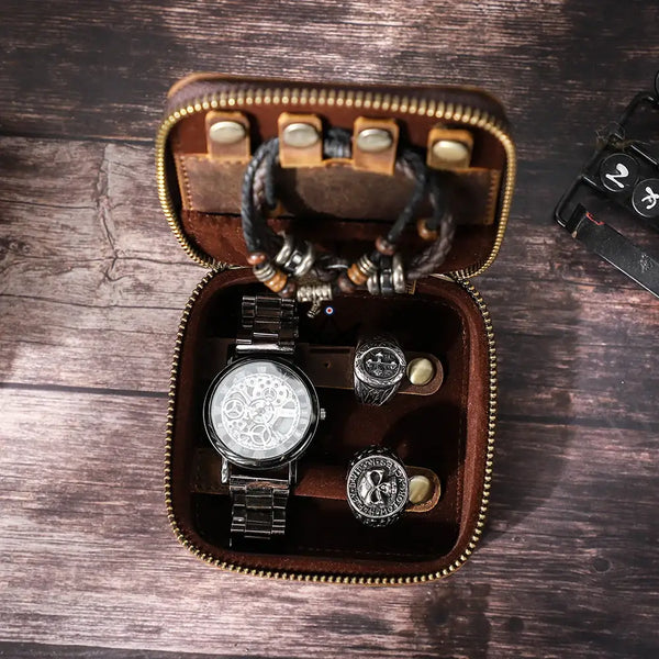 Boîte à Bijoux en Cuir personnalisable — Voyageur Nova – 4/7