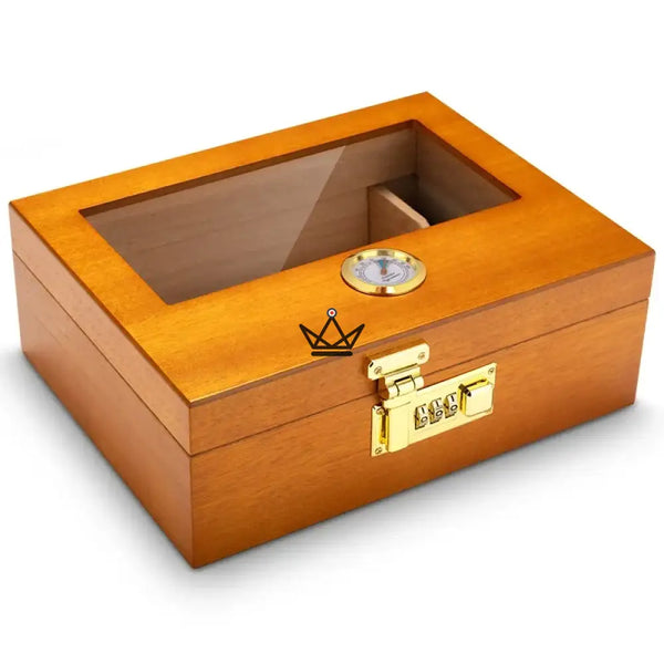 Cave à cigares Enigma Style — cèdre espagnol, vitrée, fermeture code secret, 20 à 30 cigares – 9/12
