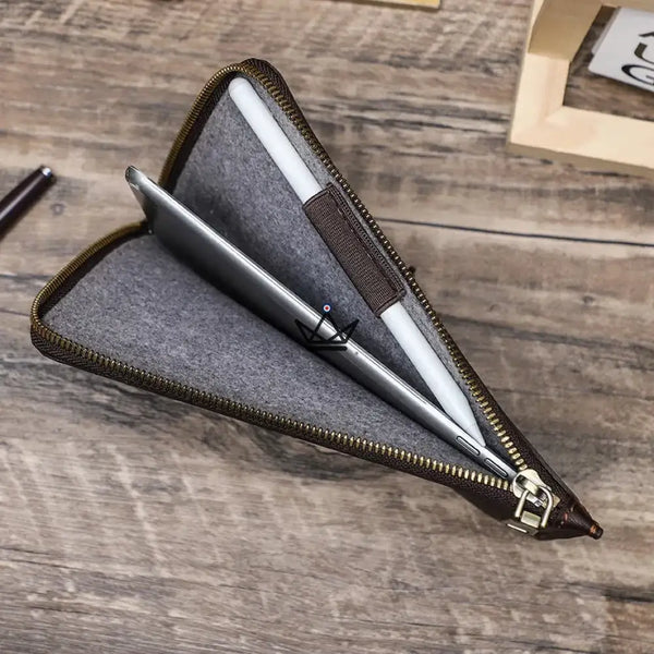 Pochette zippée iPad mini en cuir personnalisable à dragonne — Voyageur OPUS – 3/11