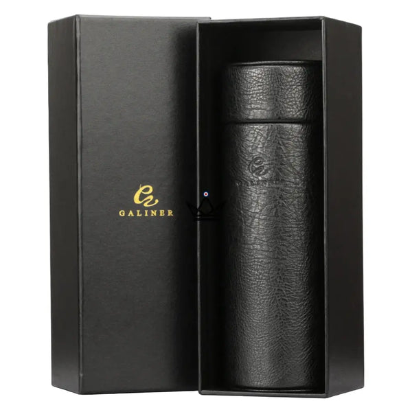 ORBAL Edition Reisehumidor – zylindrisch, Echtes Leder & Zedernholz, 5 bis 10 Zigarren, Schwarz oder Braun – 11/13
