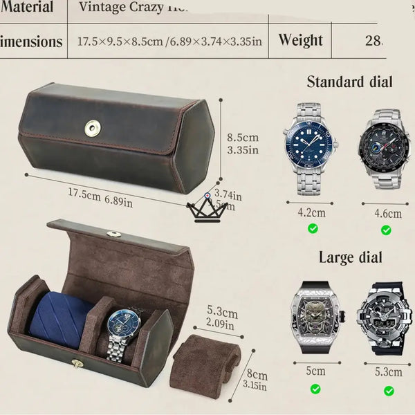 Customizable leather watch and tie travel case - GENTLEMAN COMPACT Traveler