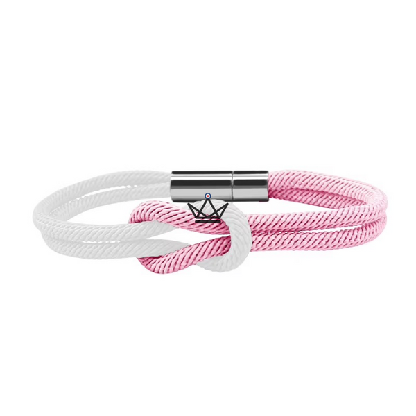 Nautilus Bracelet - Two-Tone Marine Knot & Clip - Ideal for Couples, 1 bracelet / White/Pink