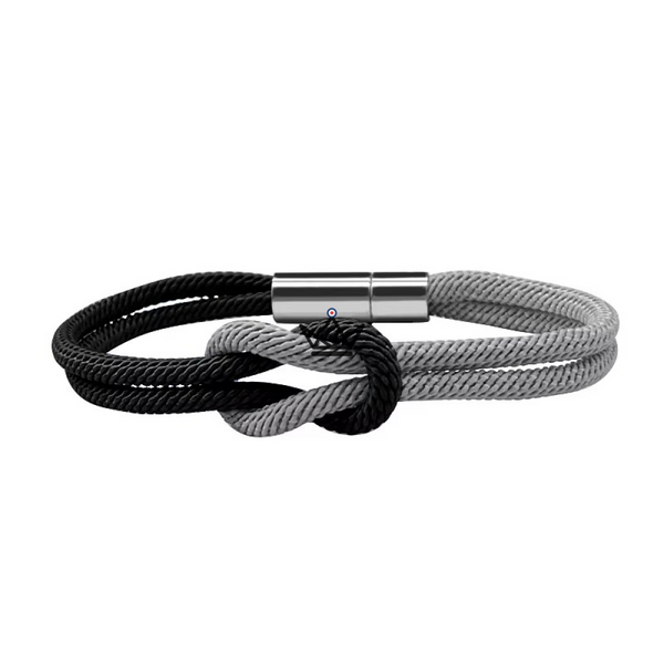 Nautilus Bracelet - Two-Tone Marine Knot & Clip - Ideal for Couples, 1 bracelet / Black/Grey