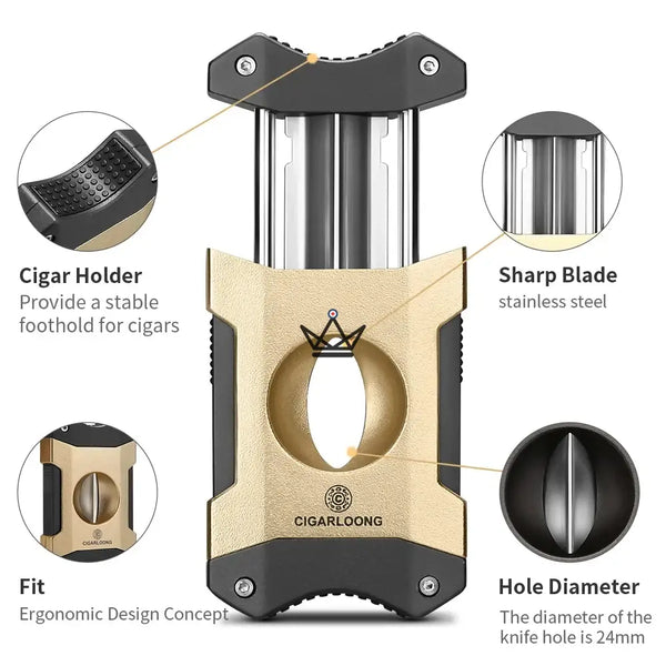 Coupe-cigare en V 2 en 1 avec repose-cigare, coffret cadeau — AZZURRO ORIGINAL – 6/15