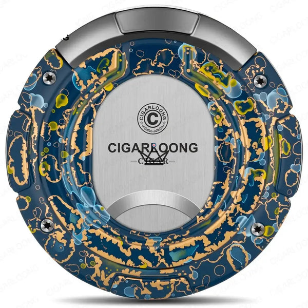 Coupe-cigare rond 2 en 1 coupe droite et coupe en V, coffret cadeau — KUKLOS ORIGINAL, Bleu marbré