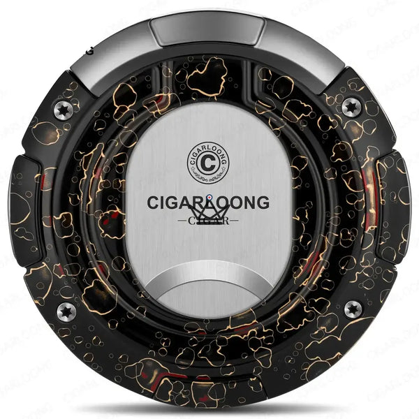Coupe-cigare rond 2 en 1 coupe droite et coupe en V, coffret cadeau — KUKLOS ORIGINAL, Noir marbré