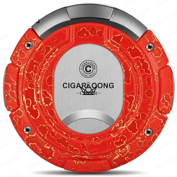 Coupe-cigare rond 2 en 1 coupe droite et coupe en V, coffret cadeau — KUKLOS ORIGINAL, Rouge marbré