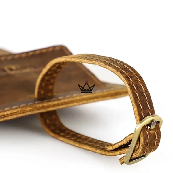 Étiquette bagage en cuir personnalisable avec porte-AirTag — Voyageur BALISE – 9/10