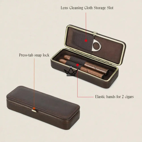 Étui 2 cigares en cuir personnalisable avec fermoir — Voyageur ÉCRIN – 7/12