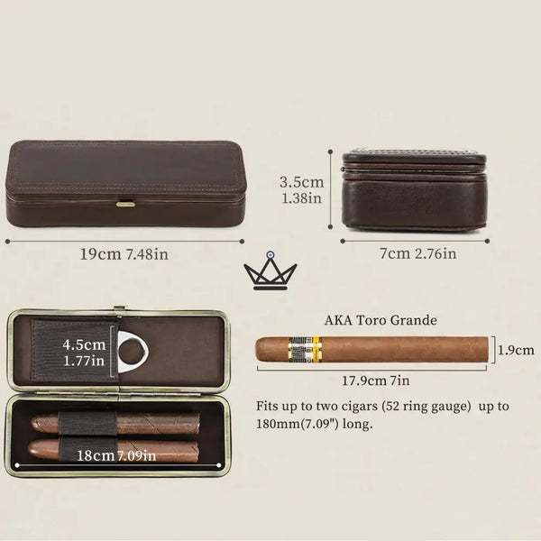 Étui 2 cigares en cuir personnalisable avec fermoir — Voyageur ÉCRIN – 8/12