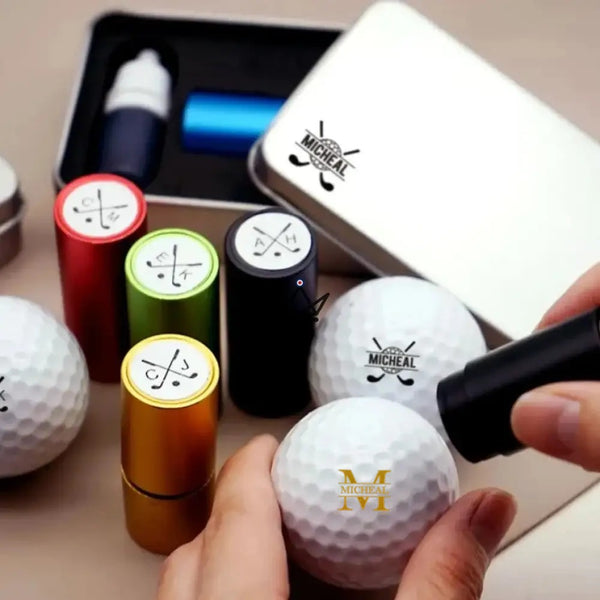 Tampon pour balles de golf personnalisable, monogramme ou logo — PAR, Or / Monogramme ou initiales