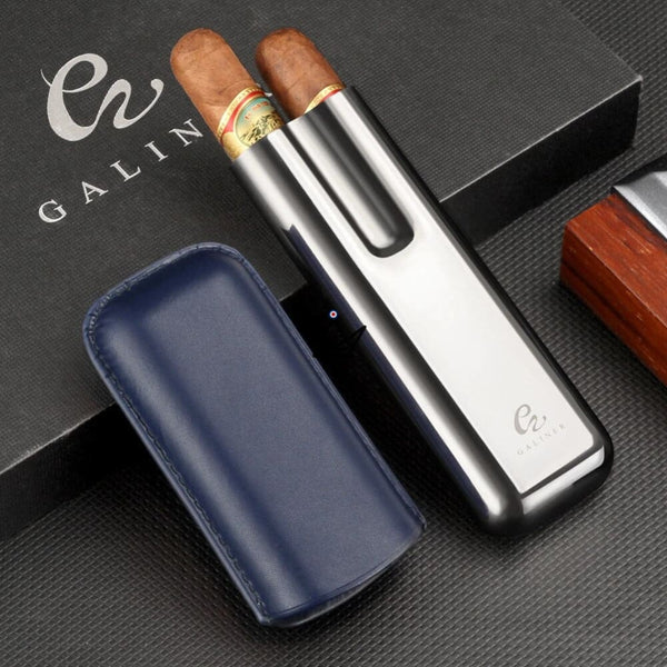 Etui de voyage cuir Savoy Elite - 2 cigares - - etui cigare - Cadeau, Noël, Anniversaire, Original - Atelier Atypique
