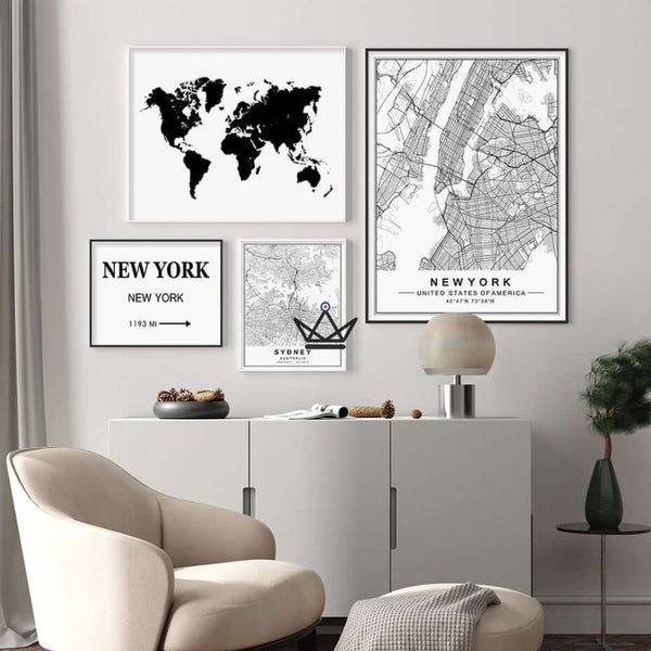 Affiches cartes de villes - Atelier Atypique