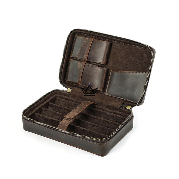 Prestige Voyageur Cigar Case — Genuine Leather & Customizable Laser Engraving, Default Title