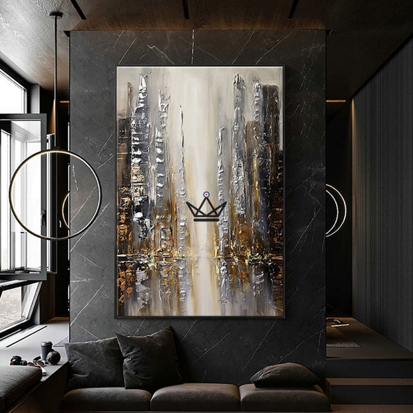 Peinture à l'huile sur toile XXL - Reflets Urbains - - 0 - Cadeau, Noël, Anniversaire, Original - Atelier Atypique