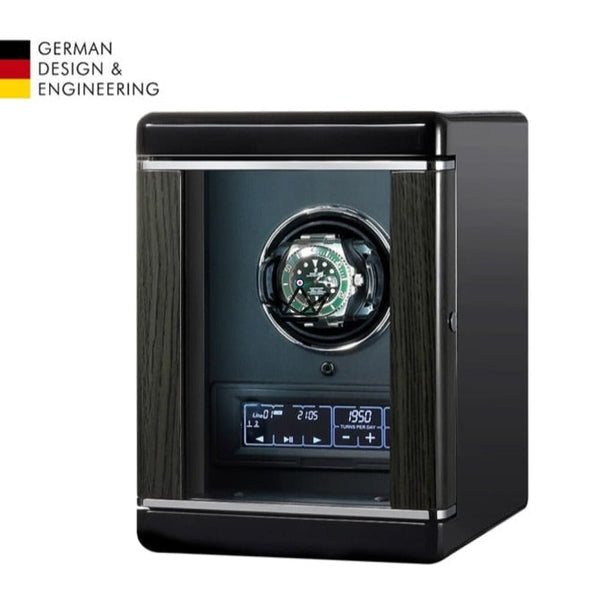BAELISH LUXE Automatic Watch Winder — Fingerprint, 1 to 12 Watches, Wood & Steel, 1 Rotor (without fingerprint)