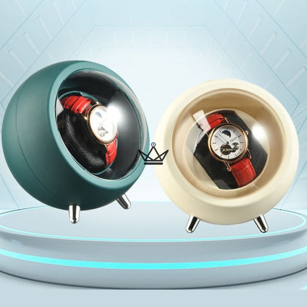 Remontoir Montre Automatique ORBITALIS — Design Globe, Moteur Silencieux, 2 Modes USB, Vert Sapin