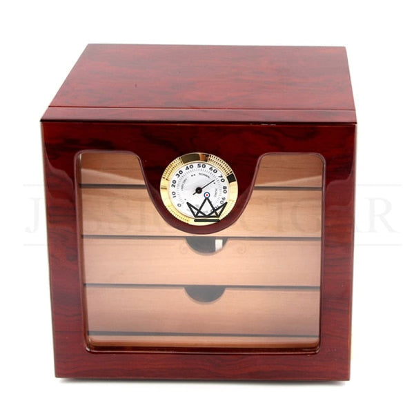 Zigarrenhumidor J.Edgar – spanisches Zedernholz, Glastür, 4 Schubladen mit Unterteilungen, Hygrometer an der Vorderseite, 80 Zigarren, Default Title