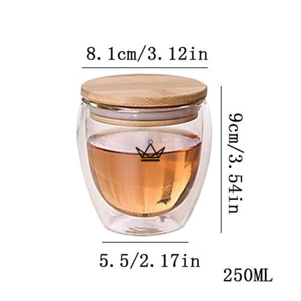 Verre double paroi isolant à couvercle en bambou — BAMOU, S