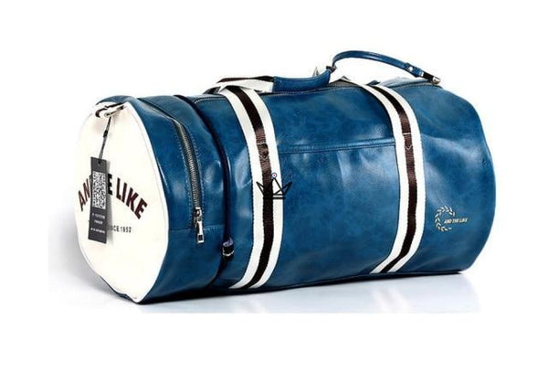 sac de sport vintage cuir fred perry style bleu