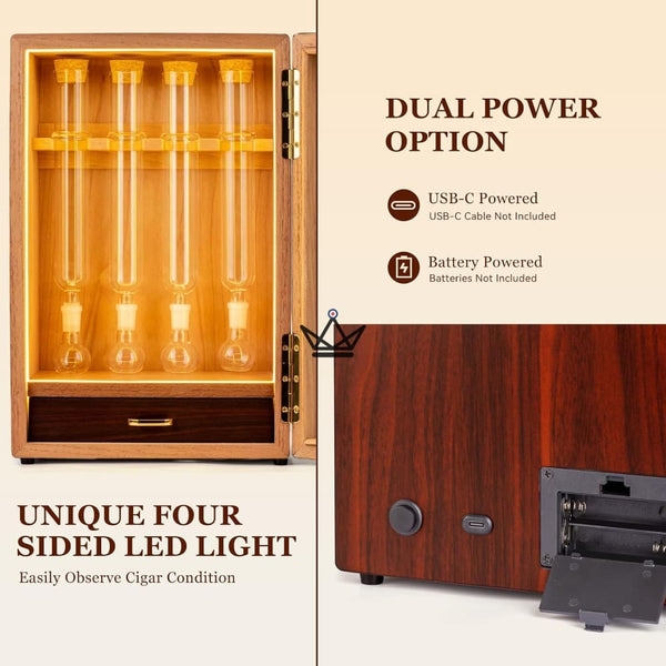 INFUSIO SANCTUAIRE - 4-Tube Cedar LED Display Cigar Infuser & Humidor