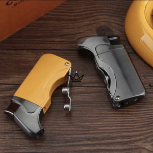 Briquet Chalumeau COHIBA - VARGAS cigare rechargeable jaune argent