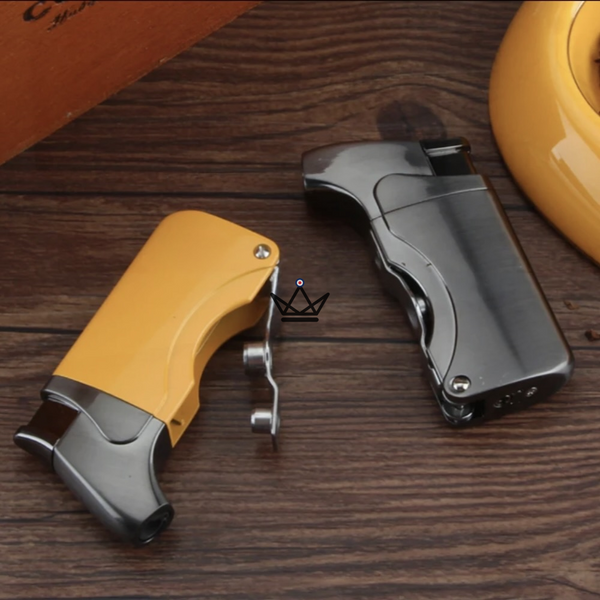 Briquet Chalumeau COHIBA - VARGAS cigare rechargeable jaune argent