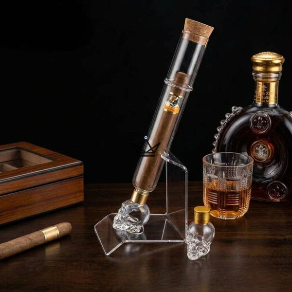 Zigarren-Infuser aus Glas, Totenkopf-Behälter und Ständer — INFUSIO SKULL – 3/8