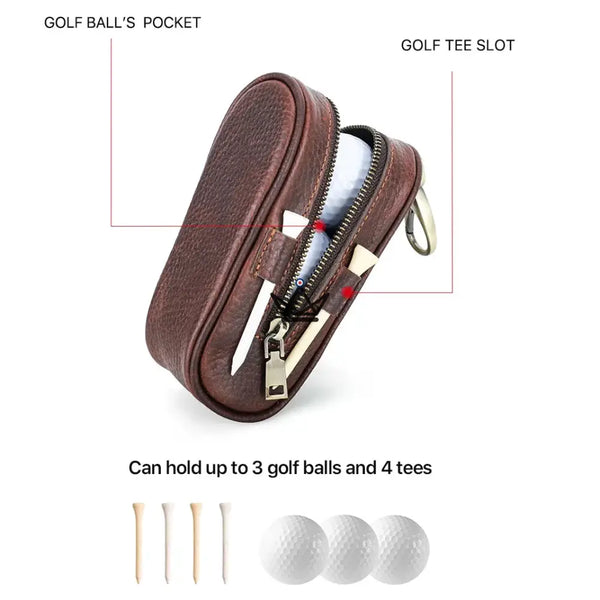Étui à balle de golf en cuir personnalisable – Voyageur Links | 3 Balles, 4 Tees