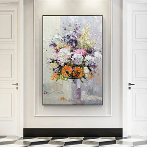 Peinture à l'huile sur toile XXL - Éclat Floral -  - toile - Cadeau, Noël, Anniversaire, Original, Fête des pères, fête des mères - Atelier Atypique