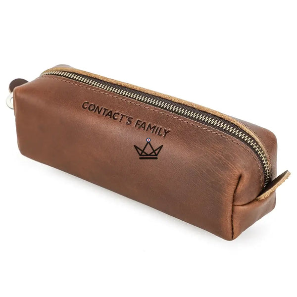 Kulturtasche aus Leder, personalisierbar – Stifte & Brillen – Orion Reisender