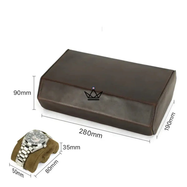 Etui de voyage personnalisable pour montre automatique en cuir - Voyageur Hexagone - ["Maroquinerie Personnalisable"] - etui montre personnalisable - Cadeau, Noël, Anniversaire, Original, Fête des pères, fête des mères - Atelier Atypique