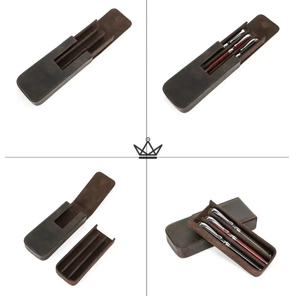 Étui 3 stylos en cuir personnalisable avec plateau amovible — Voyageur TERCET – 10/18