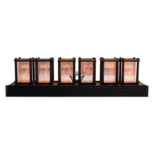 Walnut wood Nixie-style tube clock, 6 digits - ANODIA