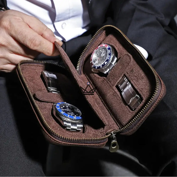 Étui de Voyage en Cuir pour Montres personnalisable – Voyager Keeper - [] - etui montre personnalisable - Cadeau, Noël, Anniversaire, Original, Fête des pères, fête des mères - Atelier Atypique