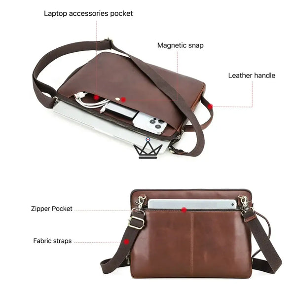 Personalisierbare Macbook-Lederhülle 13" bis 14" - Voyageur COURIER