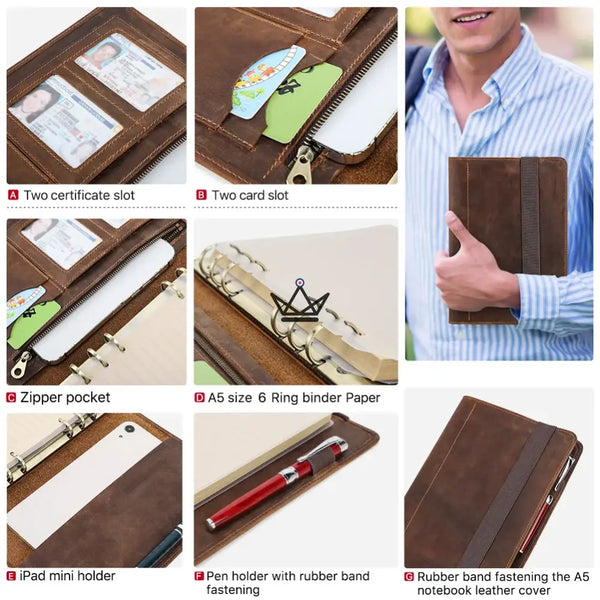 Organiseur A5 en Cuir personnalisable  — VOYAGEUR Galenda