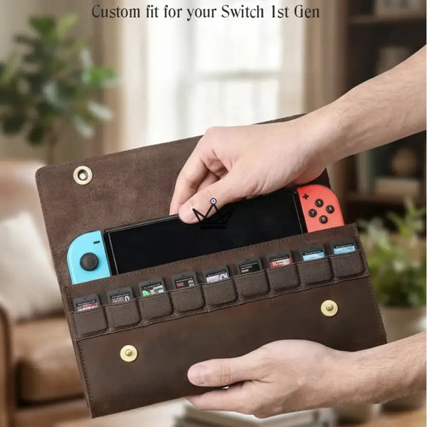 Personalisierbare Lederhülle Nintendo Switch 1. & 2. Generation — REISENDER Mario