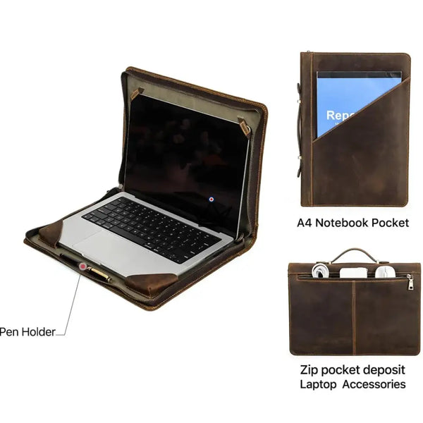 Personalisierbare Macbook-Hülle aus Leder 13"-16" - Voyageur CODEX