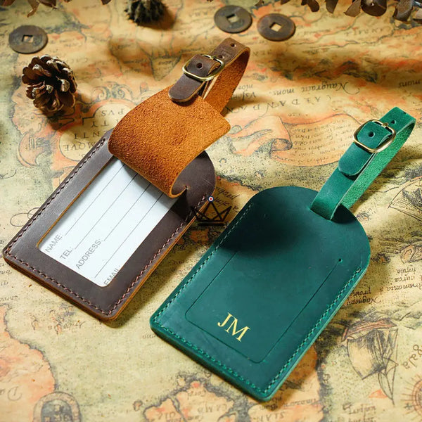 Étiquette à Bagage personnalisable en Cuir – Voyageur Tag - [] - etiquette personnalisable - Cadeau, Noël, Anniversaire, Original, Fête des pères, fête des mères - Atelier Atypique