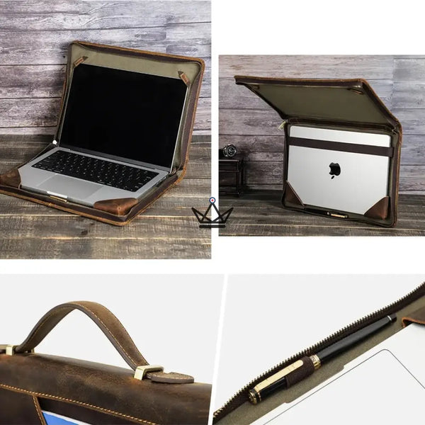 Personalisierbare Macbook-Hülle aus Leder 13"-16" - Voyageur CODEX