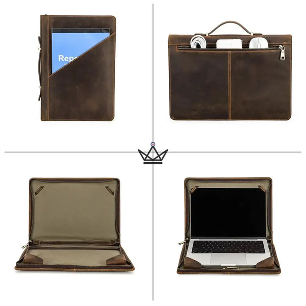 Personalisierbare Macbook-Hülle aus Leder 13"-16" - Voyageur CODEX