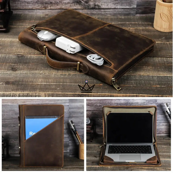 Personalisierbare Macbook-Hülle aus Leder 13"-16" - Voyageur CODEX