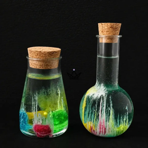 Magischer Kristallgarten in der Flasche, Chemie-Experiment — GERMINA, Konisches + rundes Duo