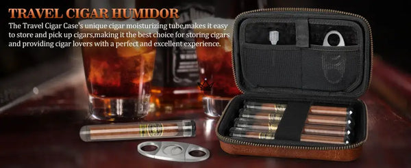 Étui à Cigares en Cuir avec accessoires - Callisto Lux - [] - etui cigare - Cadeau, Noël, Anniversaire, Original, Fête des pères, fête des mères - Atelier Atypique
